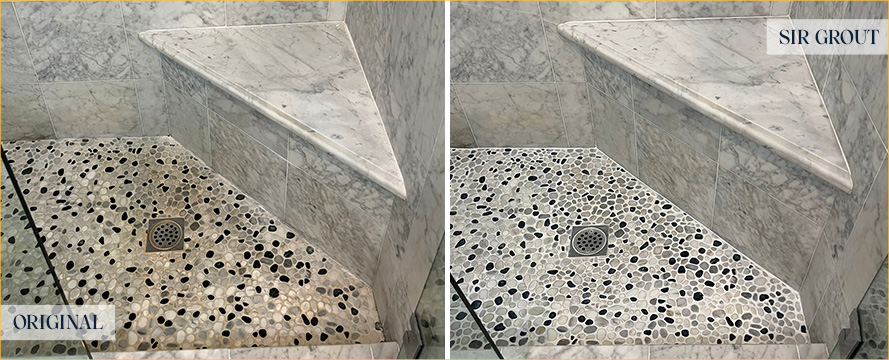 Shower Before and After Our Remarkable Hard Surface Restoration Services in Irvine, CA