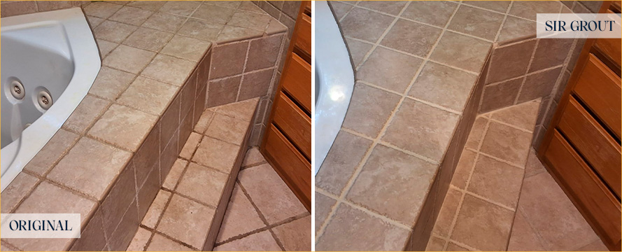 Shower Seams Before and After a Service from Our Tile and Grout Cleaners in Dana Point