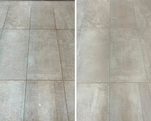 Floor Before and After a Grout Cleaning in Yorba Linda, CA