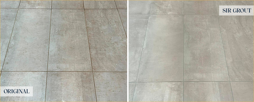 Floor Before and After a Superb Grout Cleaning in Yorba Linda, CA