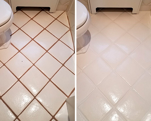 Floor Before and After a Grout Sealing in Anaheim, CA